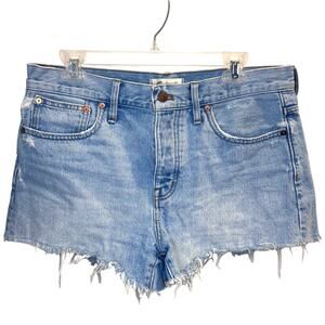 Madewell Relaxed Denim Light Wash Perfect‎ Cut-off Shorts Size 29 Boho Fringe